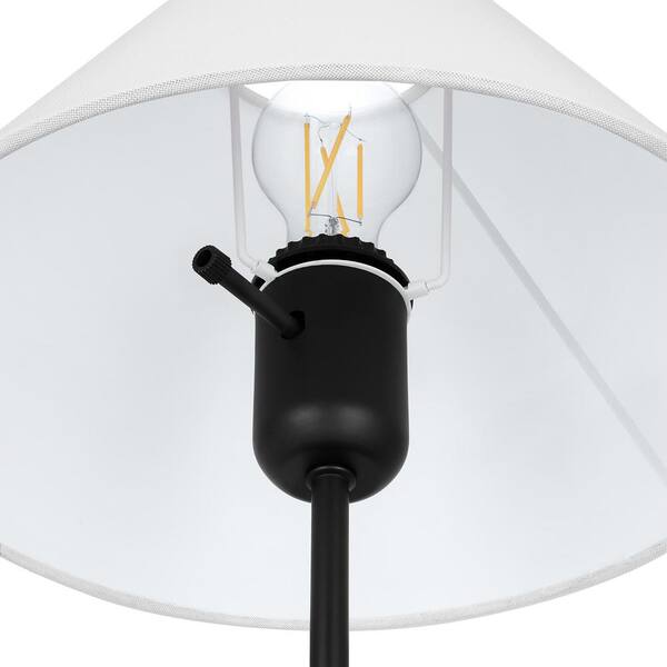 Hampton Bay Ashburn 31 in. Matte Black Table Lamp with White Fabric Shade Set of 2 HD8525B The Home Depot