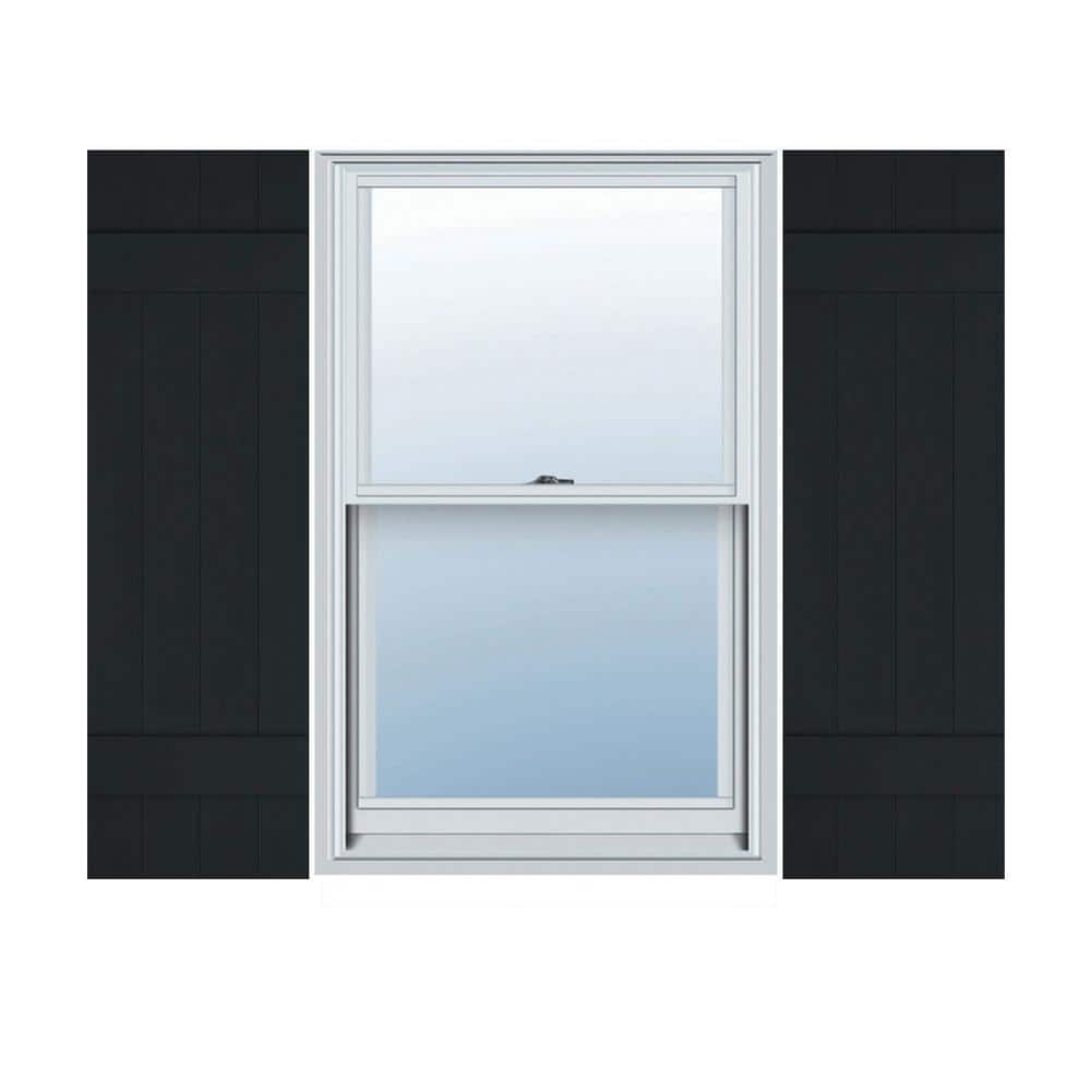 Black Vinyl 14'' x 35'' Board and Batten Exterior Shutters