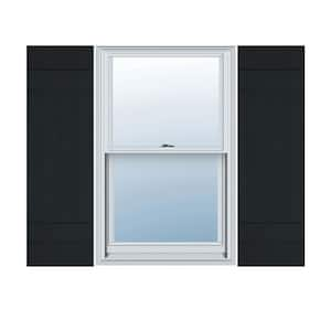 14 in. x 35 in. Lifetime Vinyl Standard Four Board Joined Board and Batten Shutters Pair Black