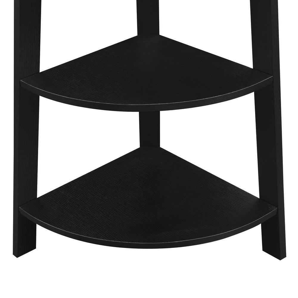 Black Wood 62" Corner Bookcase with Five Tiers