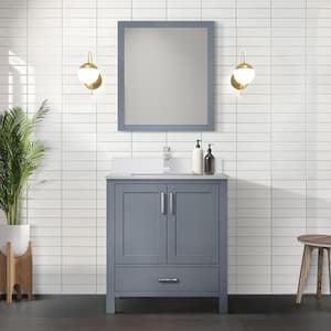 Jacques 30 in. W x 22 in. D Dark Grey Bath Vanity, Cultured Marble Top, Faucet Set, and 28 in. Mirror