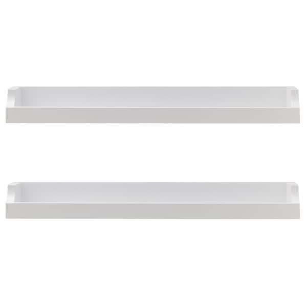 Melannco 18-in. L x 4-in. W x 2-in. D H White-MDF/Wood Floating Curve Decorative Wall Shelves, 18 Inch, Set of 2 without Brackets