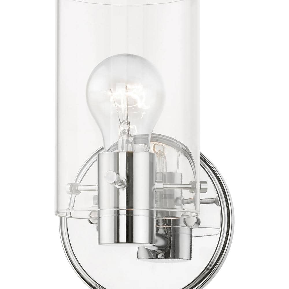 Polished Chrome Clear Glass Single Light Sconce