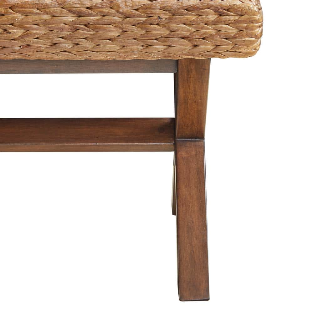 Seadrift 18" Square Mahogany and Water Hyacinth Bench in Chestnut