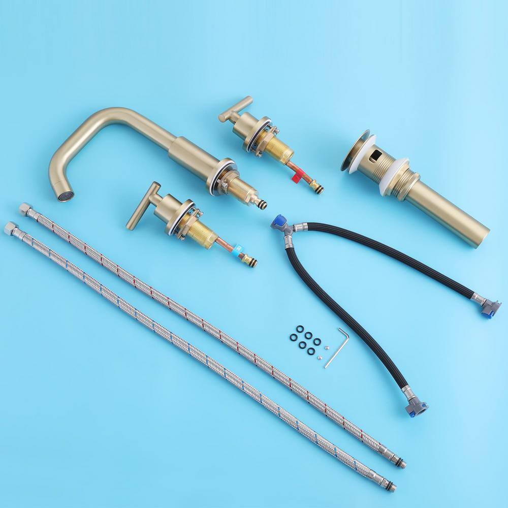 Brushed Gold Solid Brass Widespread Bathroom Faucet