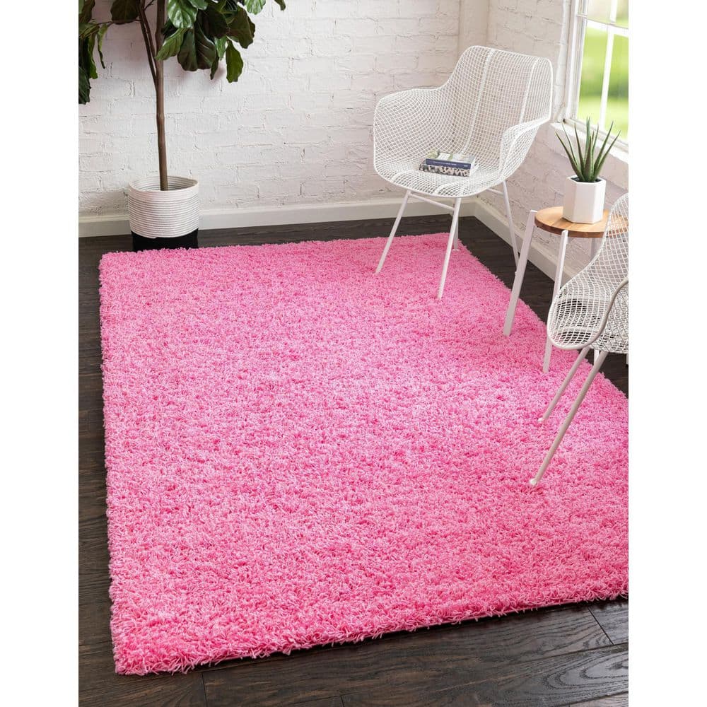 Lush Taffy Pink Shag Area Rug 2' x 3' Rectangular Washable