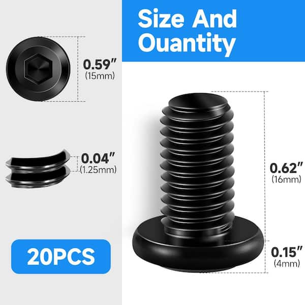 M8 x 16 mm Black Oxide Stainless Steel Hex Button Head Socket Screw (20-Pack)