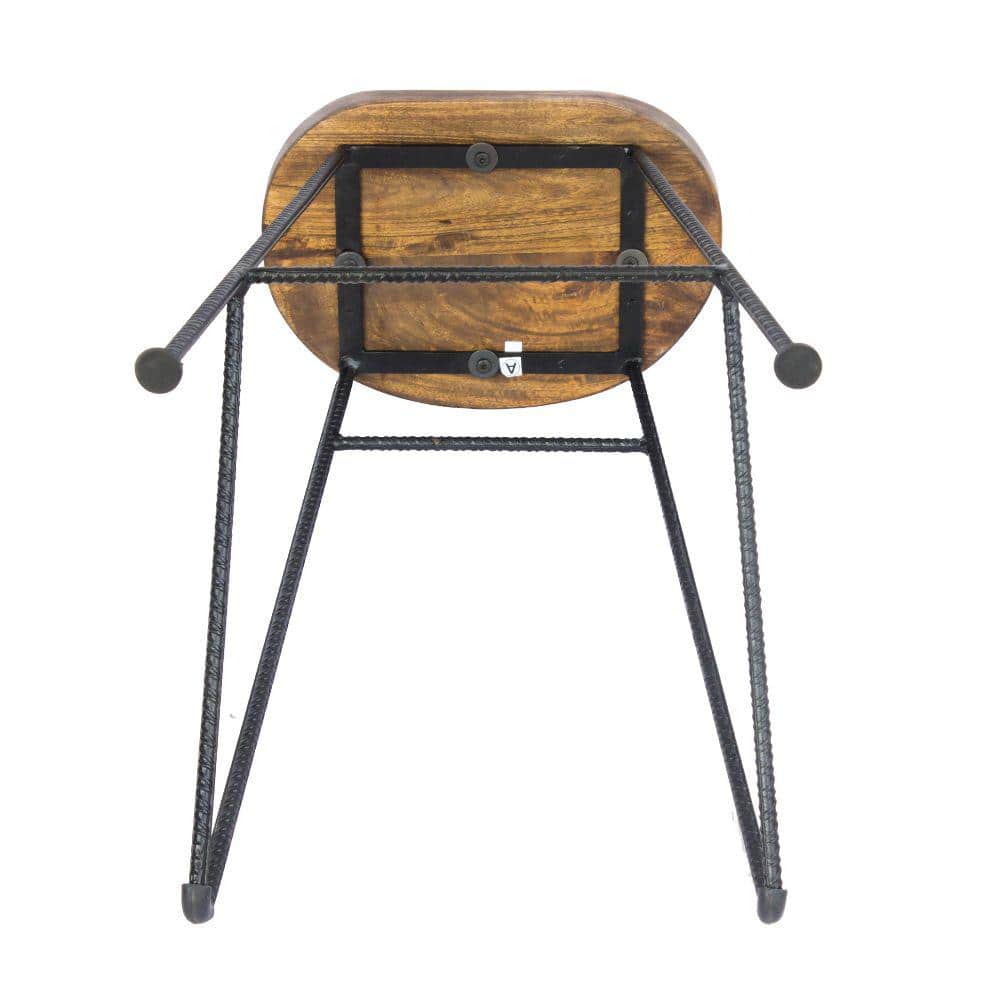 28" Industrial Saddle Seat Bar Stool in Black and Brown