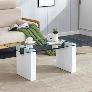 Modern 43.3 in. Transparent Rectangle Glass Coffee Table