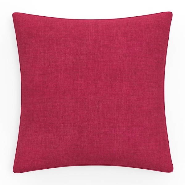 Pillow Perfect Solid Twill 25 in W x 5 in H Outdoor Floor Throw Pillows 1-Count in Splash Raspberry