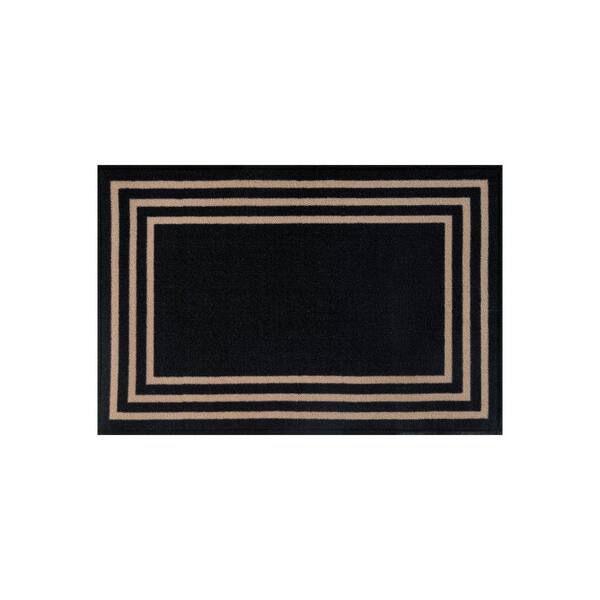 World Rug Gallery Classic Solid Border Midnight Black Power Loomed Indoor 2 ft. x 3 ft. Area Rug