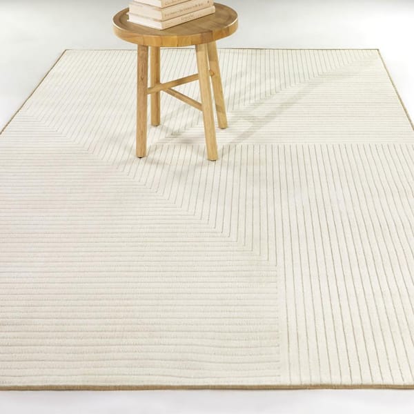 Folin Cream 8 ft. x 10 ft. Stripe Indoor/Outdoor Area Rug