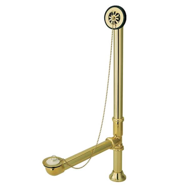 Claw Foot 1-1/2 in. O. D. Brass Leg Tub Drain with Chain and Stopper in Polished Brass