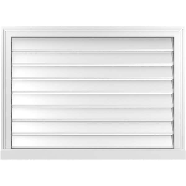 Ekena Millwork 36" x 26" Vertical Surface Mount PVC Gable Vent: Functional with Brickmould Sill Frame