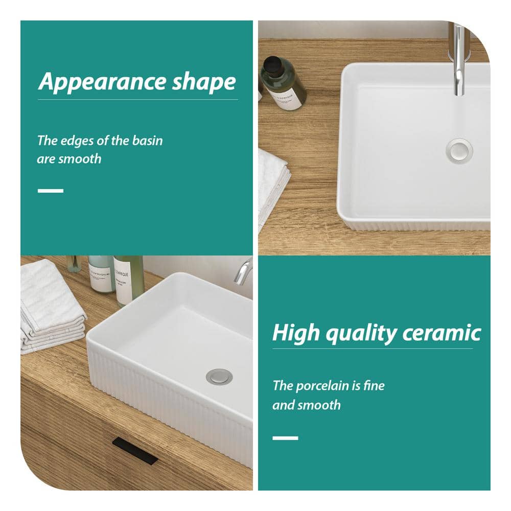 19.63" x 13.69" White Ceramic Rectangular Vessel Sink