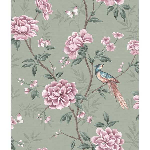 Fine Decor Akina Sage Floral Textured Peelable Paper Wallpaper