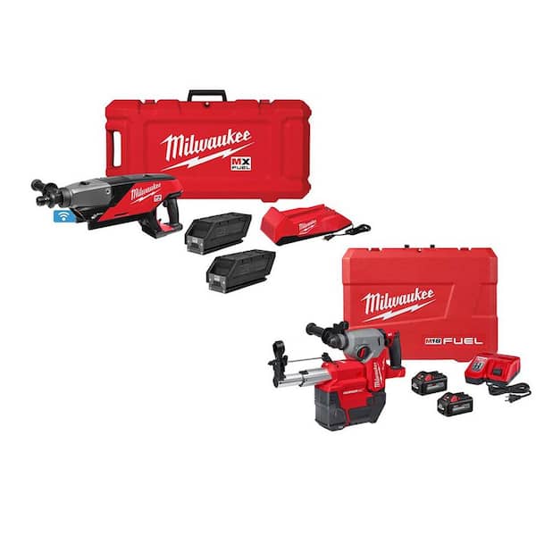 MX FUEL Lithium-Ion Cordless Handheld Core Drill Kit with M18 FUEL 1 in. SDS-Plus Rotary Hammer/Dust Extractor Kit