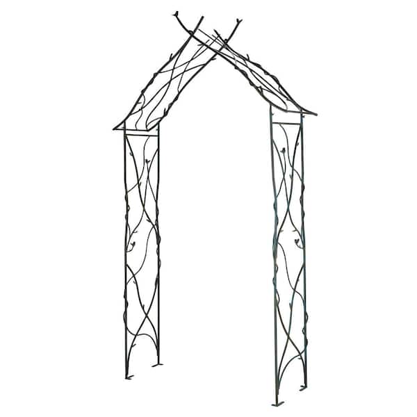 103 in. x 16 in. Modern Black Iron Garden Arch Arbors