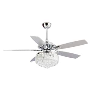 52 in. Indoor Chrome and Crystal Ceiling Fan with Light Kit and Remote Control