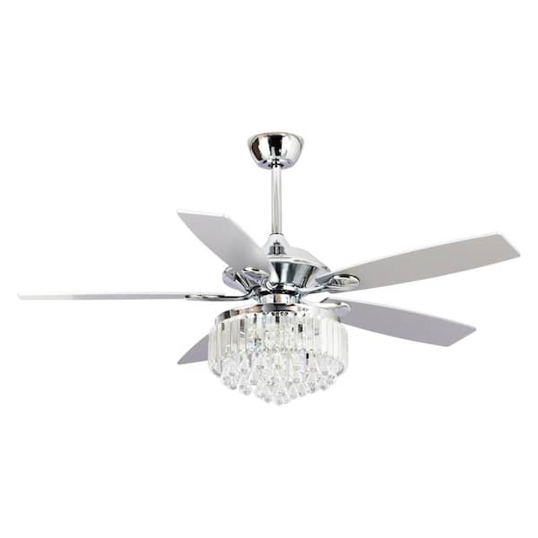 Flint Garden 52 in. Indoor Chrome and Crystal Ceiling Fan with