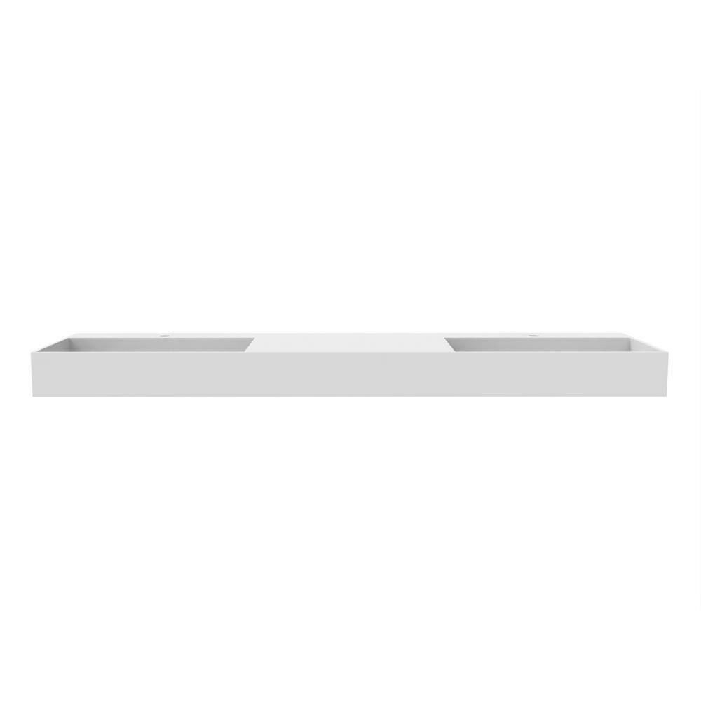 Juniper 72" Matte White Stone Wall-Mounted Double Basin Sink