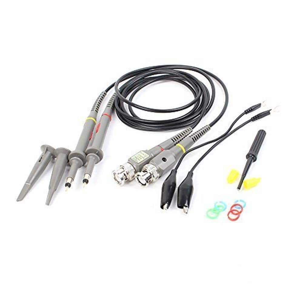 2-Piece 100 MHz 600V DC Switchable Oscilloscope Probe Clip Set with Mini Alligator Clip and Ground Lead