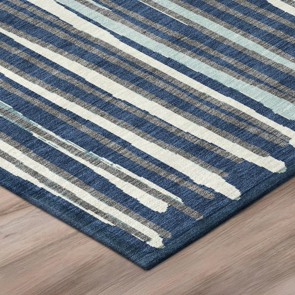 Chantille Machine Washable Indoor/Outdoor Abstract ACN3045 Navy 8 ft. x 8 ft. Round Rug