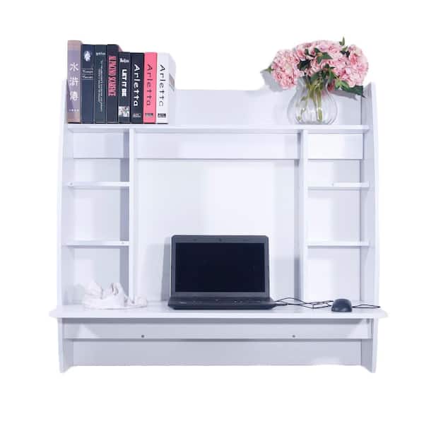 Winado 42 in. Wall Built-up Computer Desk White