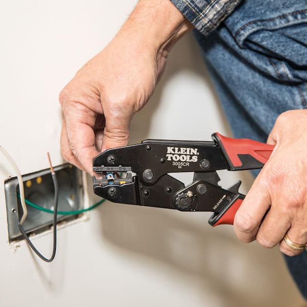 Klein Tools Ratcheting Crimper 10 22 AWG Insulated Terminals 3005CR The Home Depot