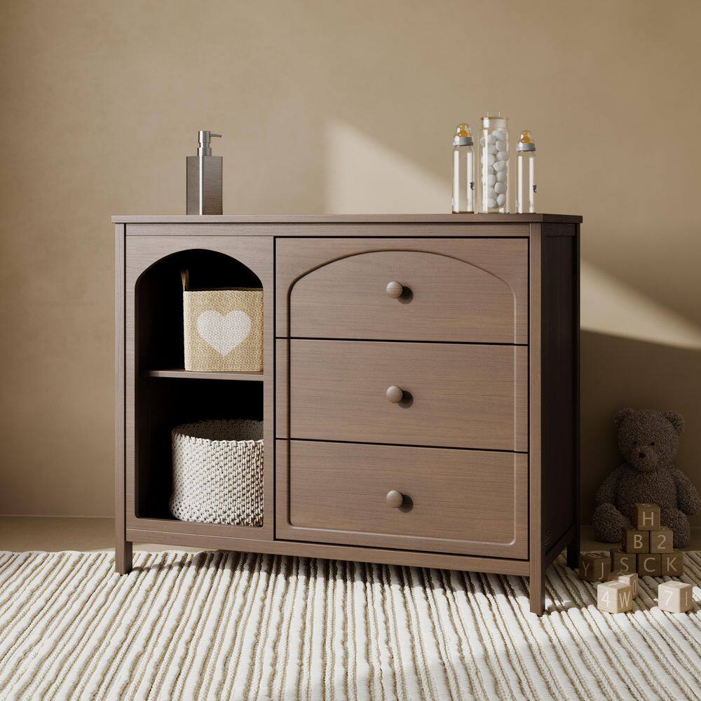 Olivia Hazelnut 3 Drawer 40 in. Wide Combo Dresser