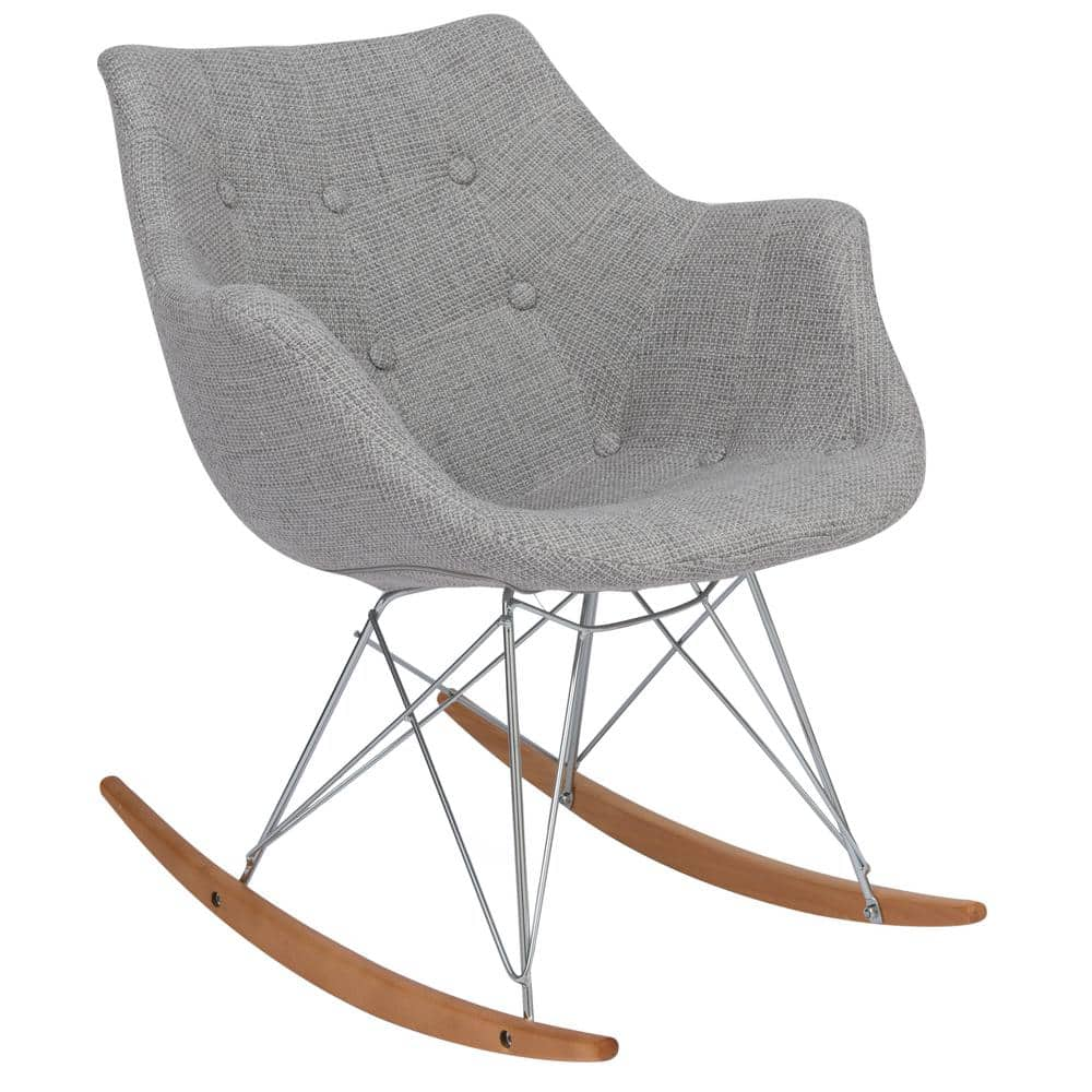 Leisuremod Willow Grey Polyester Rocking Chair WR24GRT The Home Depot   Grey Leisuremod Rockers Gliders Ottomans Wr24grt 64 1000 