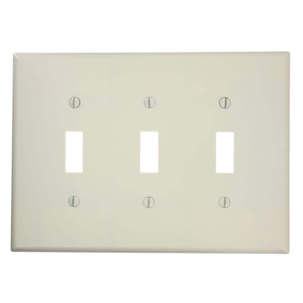 Ivory 3-Gang Midway Thermoset Toggle Switch Wall Plate