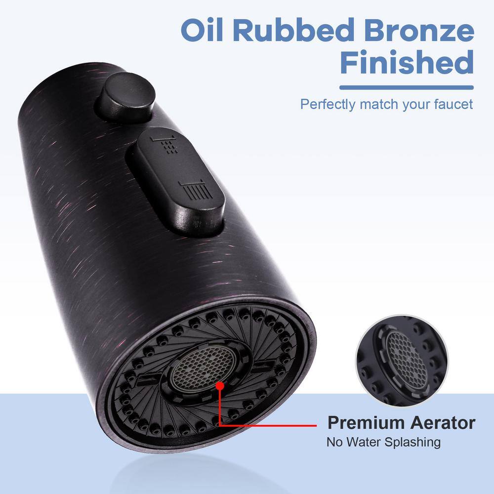 Oil Rubbed Bronze 3-Function Pull Down Kitchen Faucet Spray Head