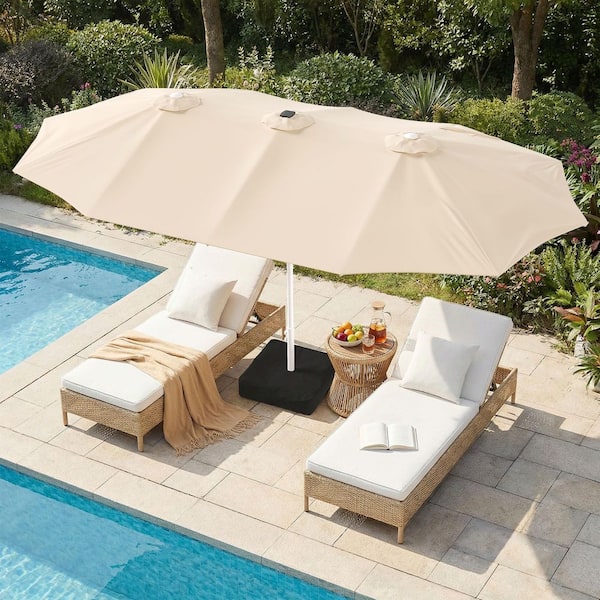 24 rib patio umbrellas 10ft Outdoor Patio Umbrellas with 24 LED Lights, Cantilever Hanging Um   btmway
