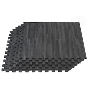 Carbon Thick Printed Wood Grain 24 in. x 24 in. x 5/8 in. Interlocking EVA Foam Flooring Gym Mat (4 Tiles), (16 sq. ft.)