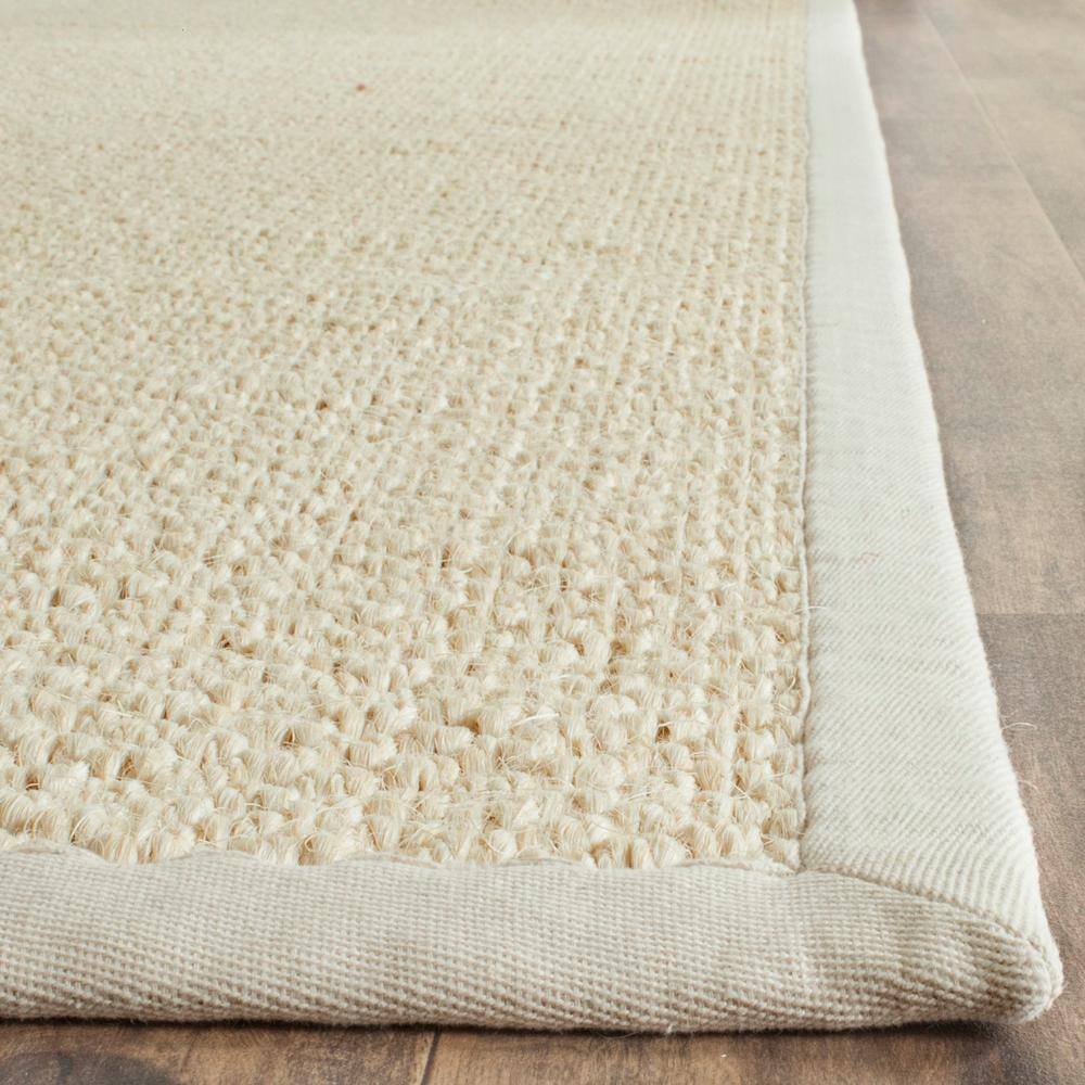 Cream Handwoven Sisal Runner Rug with Canvas Border, 2' x 8'