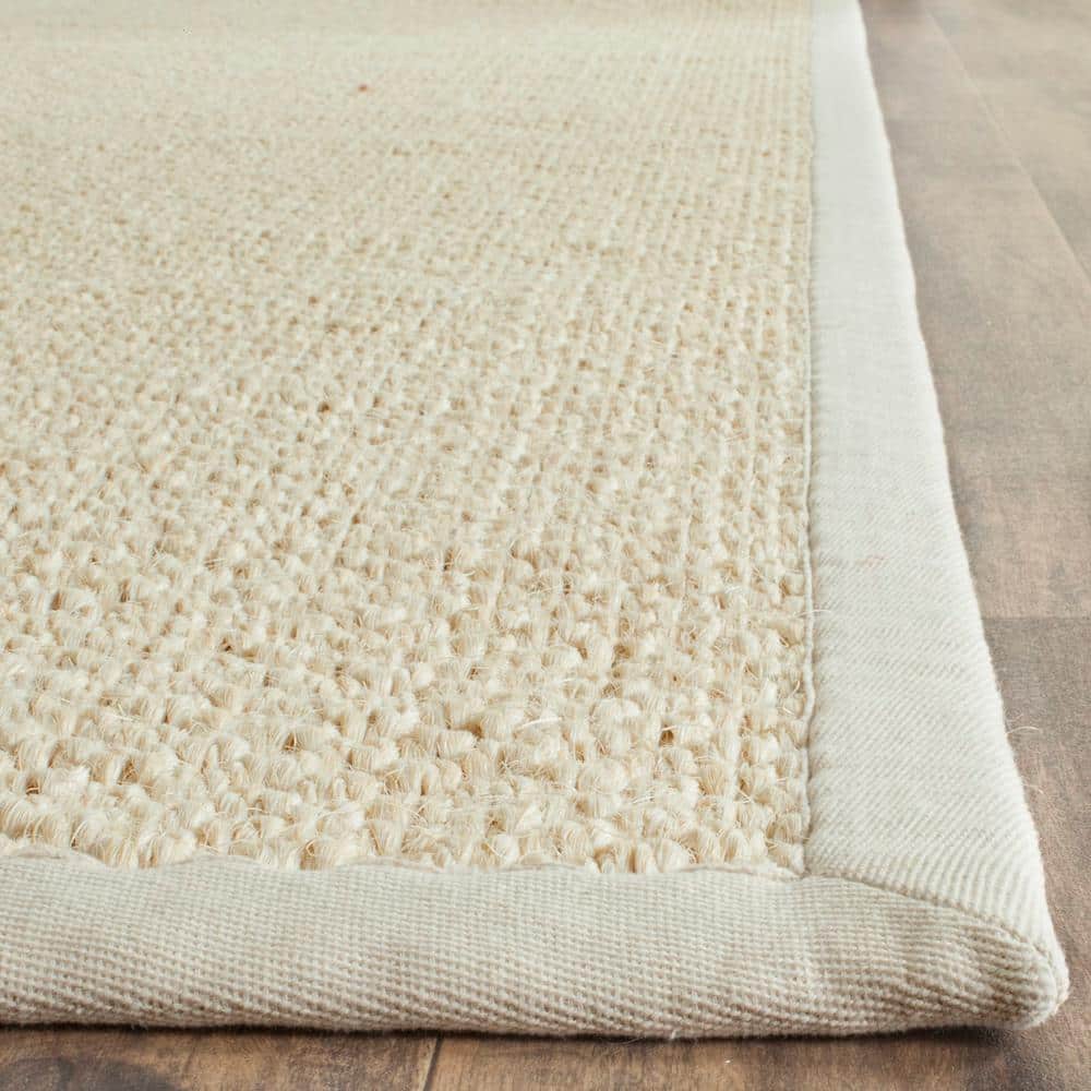 Cream Braided Wool Non-slip Area Rug 4' x 6'