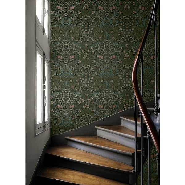 31.35 sq. ft. Greenery Victorian Garden Vinyl Peel and Stick Wallpaper Roll
