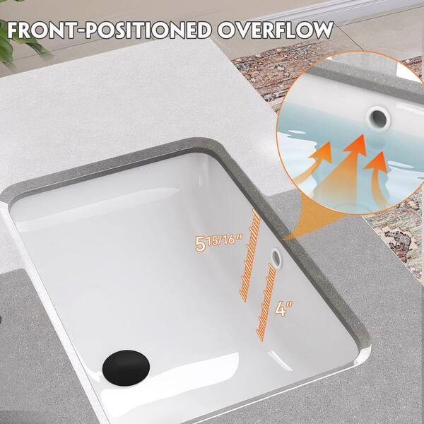 Zeafive HTK 60 in. W x 22 in. D Engineered Stone White Rectangular Zeafive HTK 60 in. W x 22 in. D Engineered Stone White Rectangular