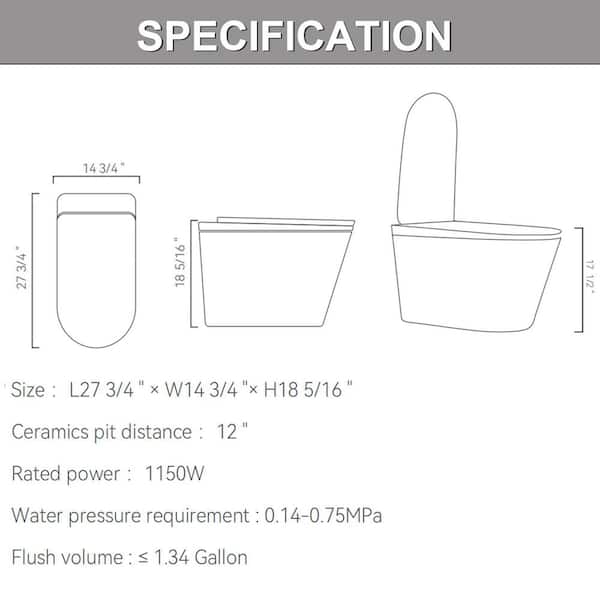 Elongated Smart Bidet Toilet 1.28 GPF in Silver with Adjustable Seat and Air Temp, 1-Touch SPA, Foot and Radar Sensor