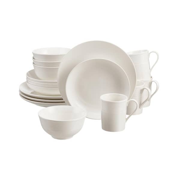 Home Decorators Collection Kempton 16-Piece White Stoneware Dinnerware Set (Service for 4)