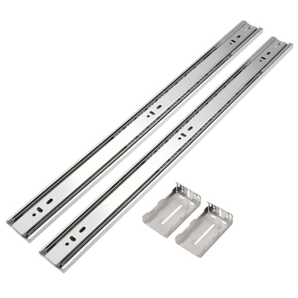 22 in. Zinc Plated Steel Side/Rear Mount Soft-Close Full Extension Heavy Duty Drawer Slides 10 Pairs