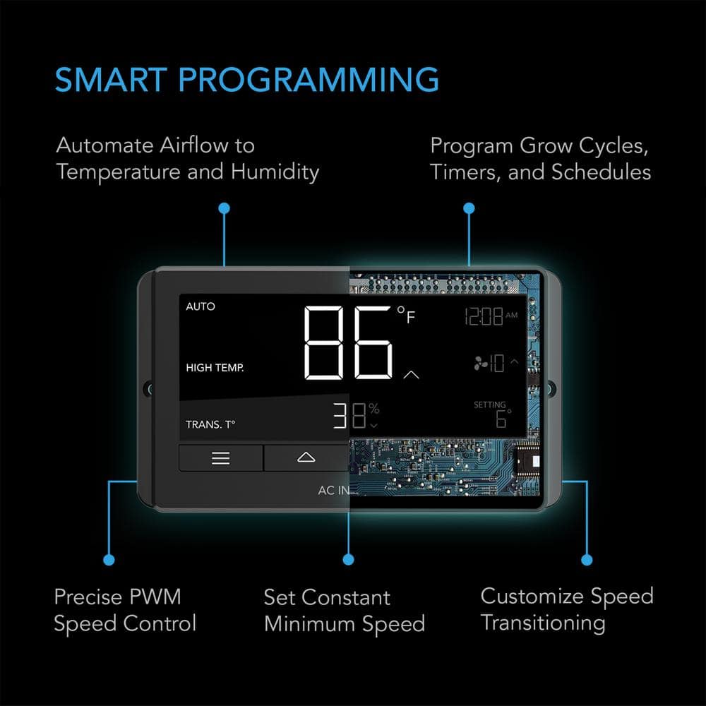 Black Digital Programmable Fan Controller with Remote Programming