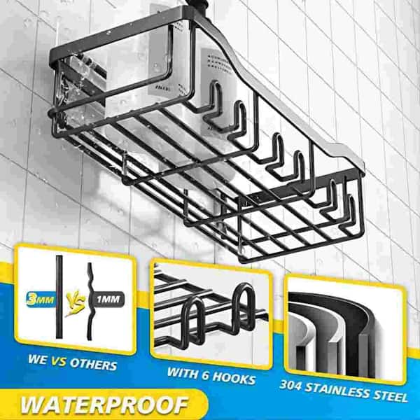 Airexpect Shower Caddy, Shower Shelves 5 Pack, Adhesive Shower Organizer for Bathroom & Kitchen, No Drilling, Large Capacity, Rustproof SUS304 Stainless Steel