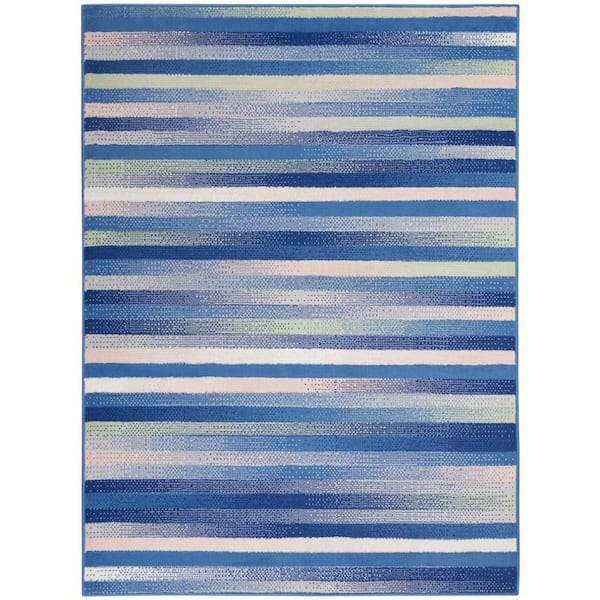Nourison Whimsicle Blue Multicolor 5 ft. x 7 ft. Geometric Contemporary Area Rug