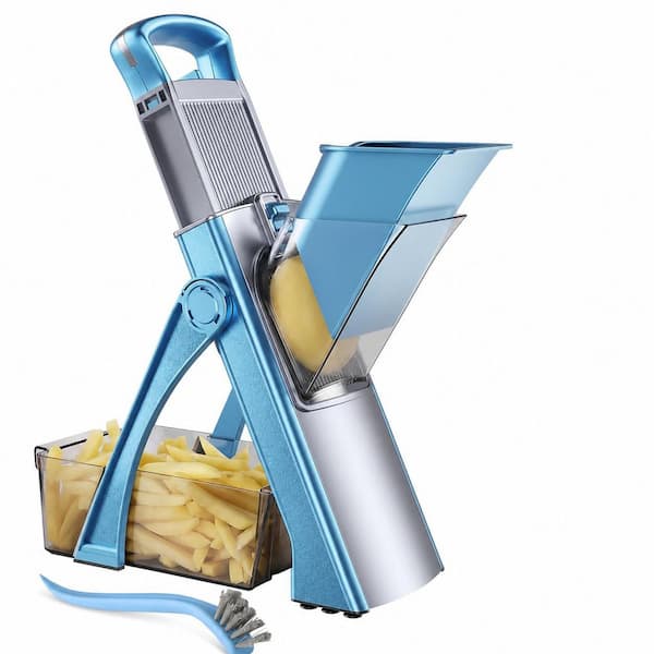 Mandoline Slicer and Vegetable Chopper with Adjustable Thickness 0.1 to 8mm and 40 Plus Cutting Styles, Blue