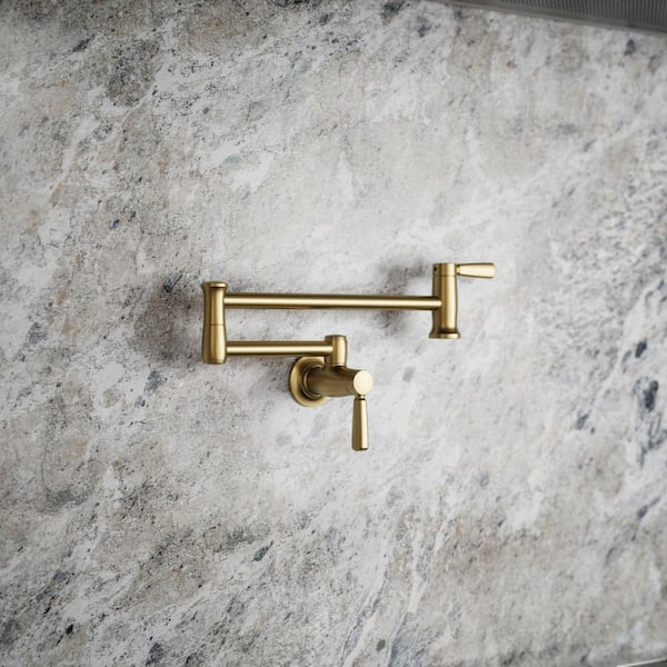 Wall Mount Pot Filler in Vibrant Brushed Moderne Brass
