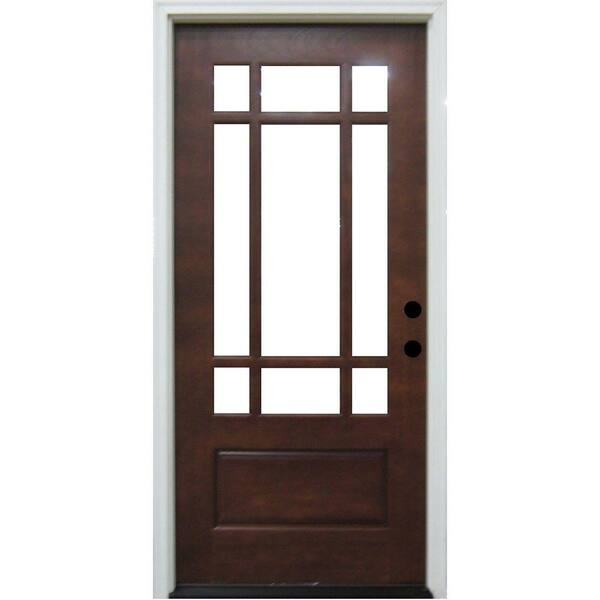 Steves & Sons Craftsman 9 Lite Prefinished Mahogany Wood Prehung Front Door-DISCONTINUED