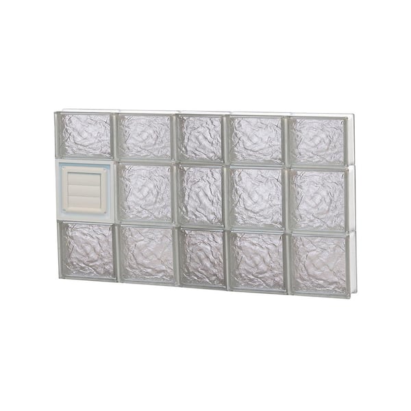 Clearly Secure 36.75 in. x 21.25 in. x 3.125 in. Frameless Ice Pattern Glass Block Window with Dryer Vent