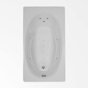 60 in. Acrylic Reversible Drain Rectangular Alcove Air Bath Bathtub in Biscuit